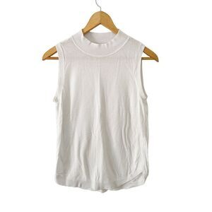Loft White Mock Neck Sleeveless Knit Blouse